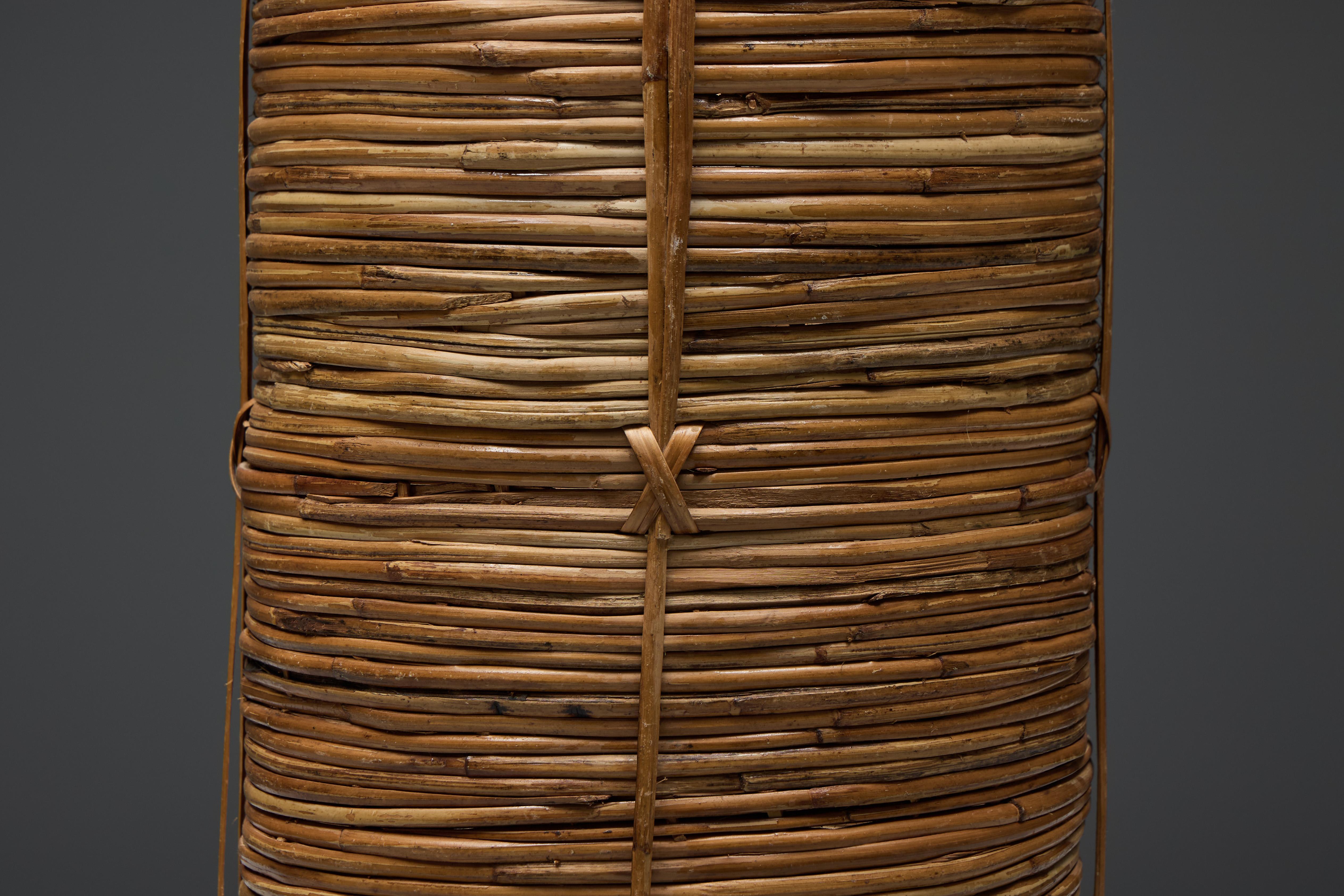 Ensemble panier en bambou et laiton, Italie, années 1970 7