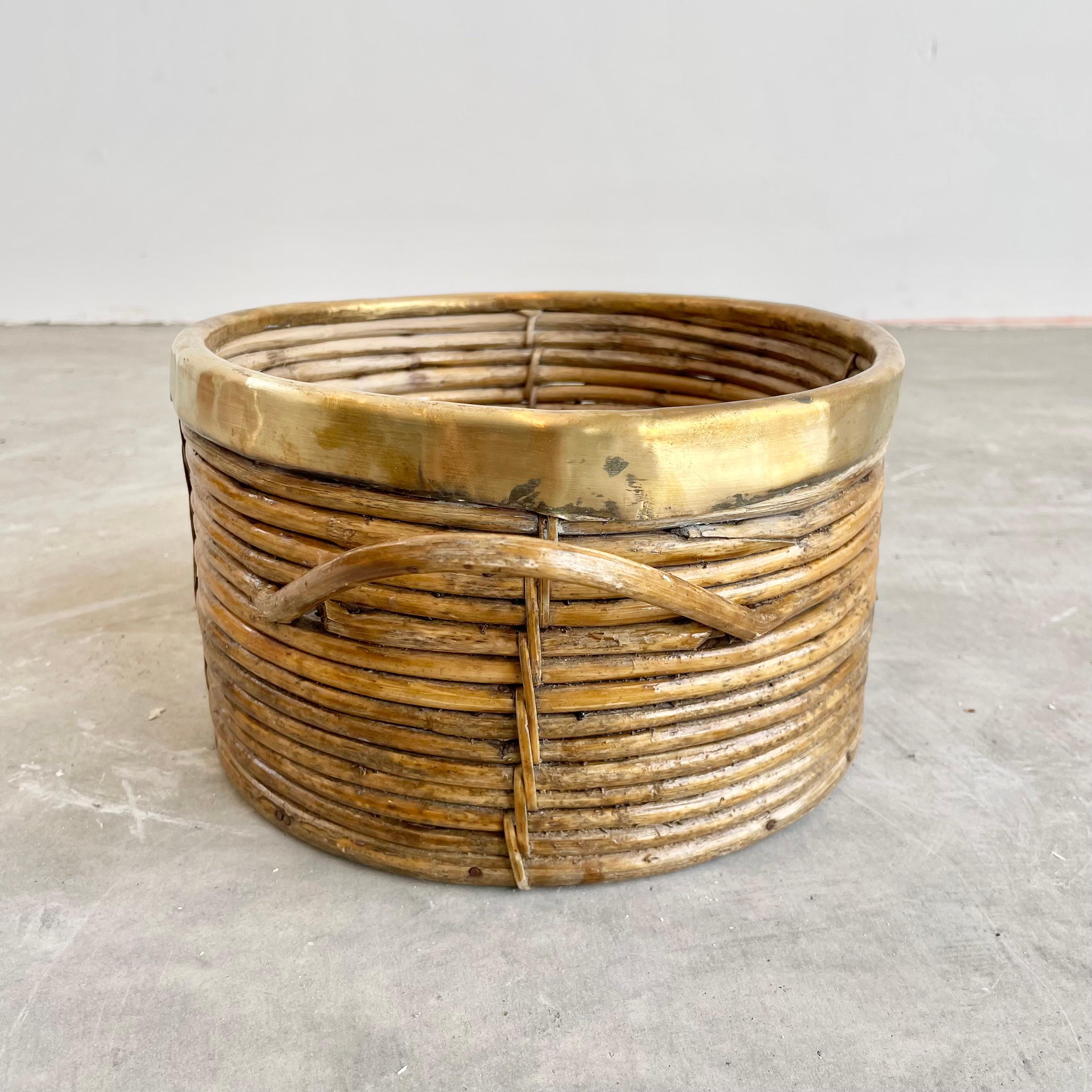 Bamboo and Brass Bowl in the Style of Gabriella Crespi, 1960s Italy 4