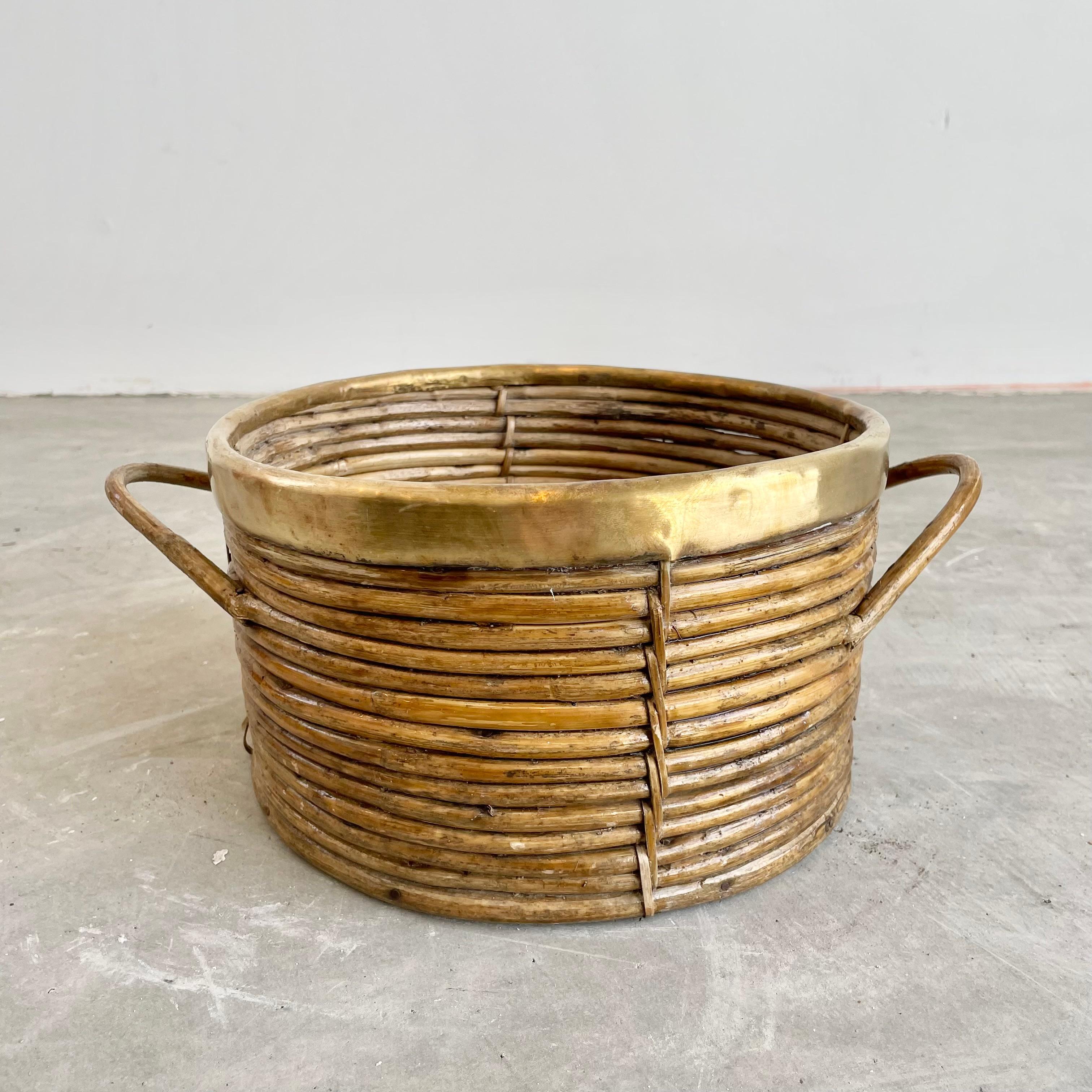 Bamboo and Brass Bowl in the Style of Gabriella Crespi, 1960s Italy 6