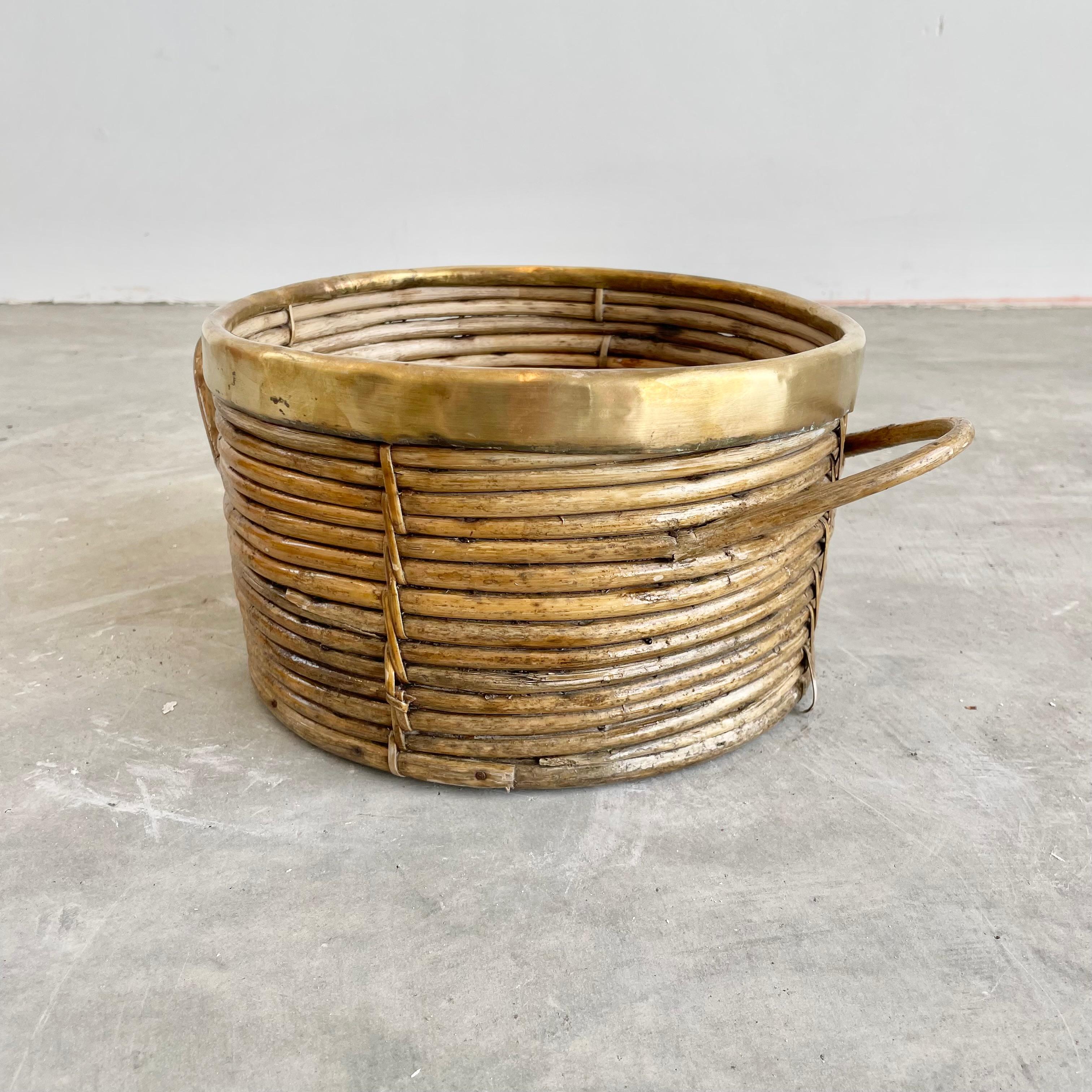 Bamboo and Brass Bowl in the Style of Gabriella Crespi, 1960s Italy 2