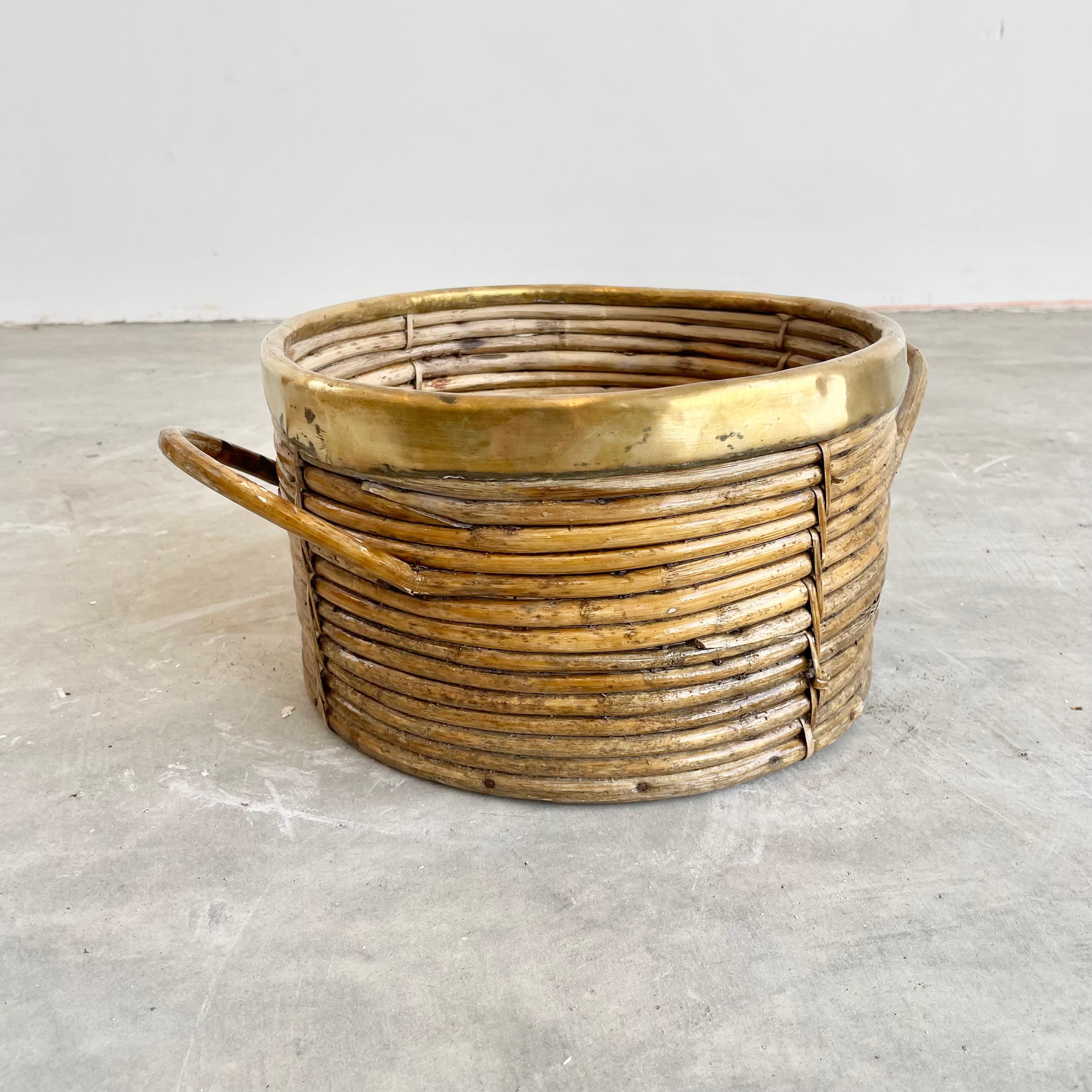 Bamboo and Brass Bowl in the Style of Gabriella Crespi, 1960s Italy 3