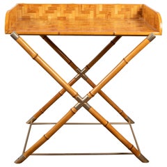 Vintage Bamboo and Brass Drinks Table, circa 1960