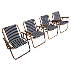 Bamboo and brass folding chairs, Italy, 1960s