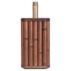 Lampada da tavolo francese di metà secolo in bambù e ottone