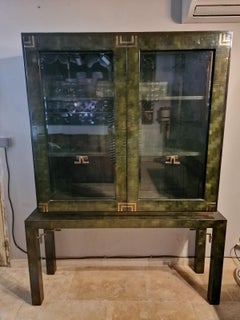 Bamboo and brass marquetry cabinet by Dal Vera circa 1970