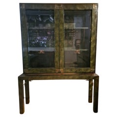 Bamboo and brass marquetry cabinet by Dal Vera circa 1970