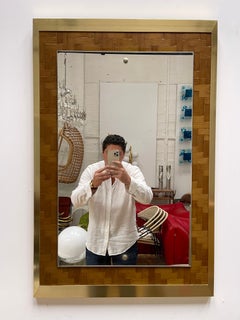 Espejo de bambú y latón de Dal Vera, Italia, años 70