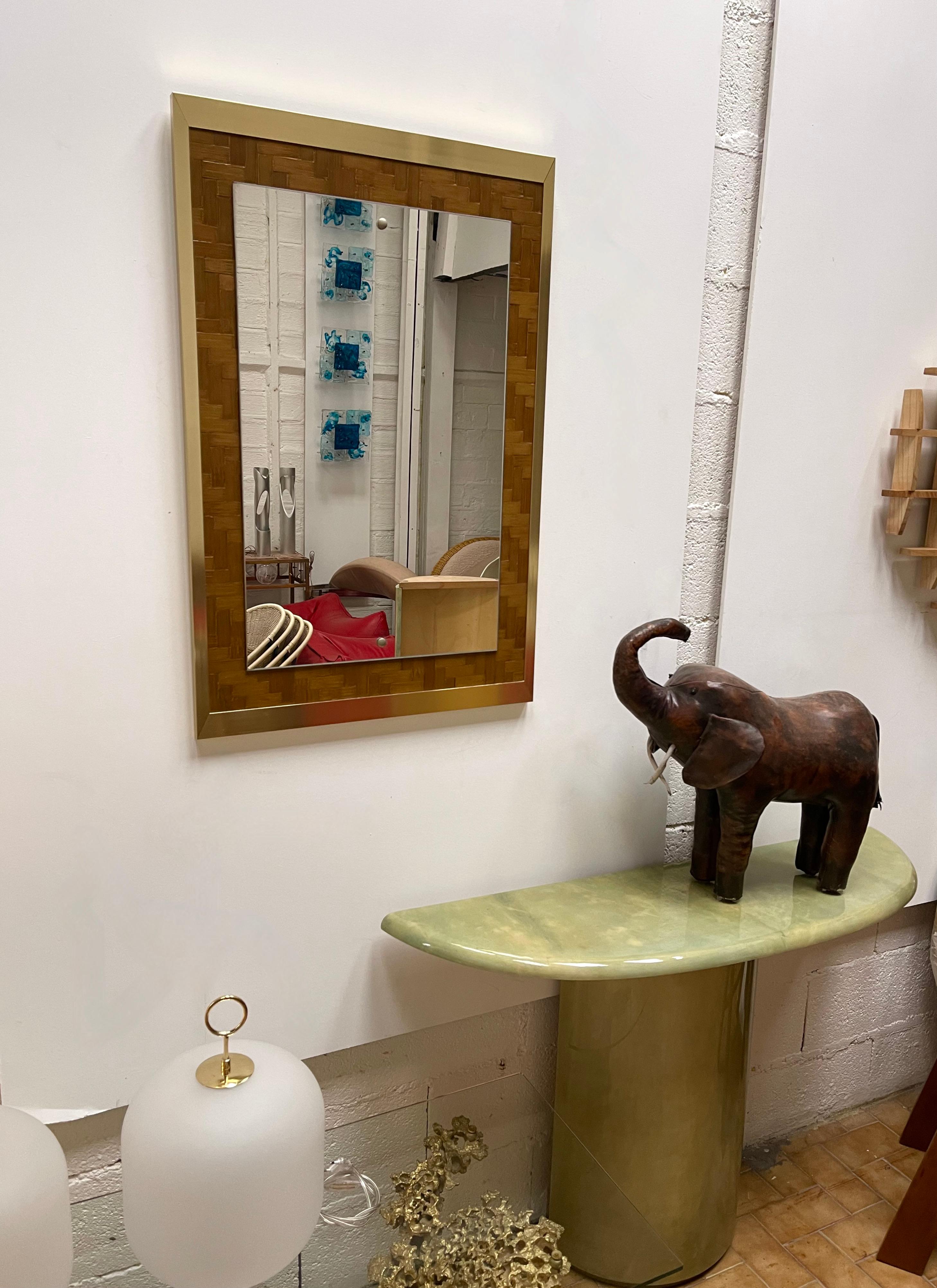 Bamboo and Brass Mirror by Dal Vera, Italy, 1970s For Sale 1