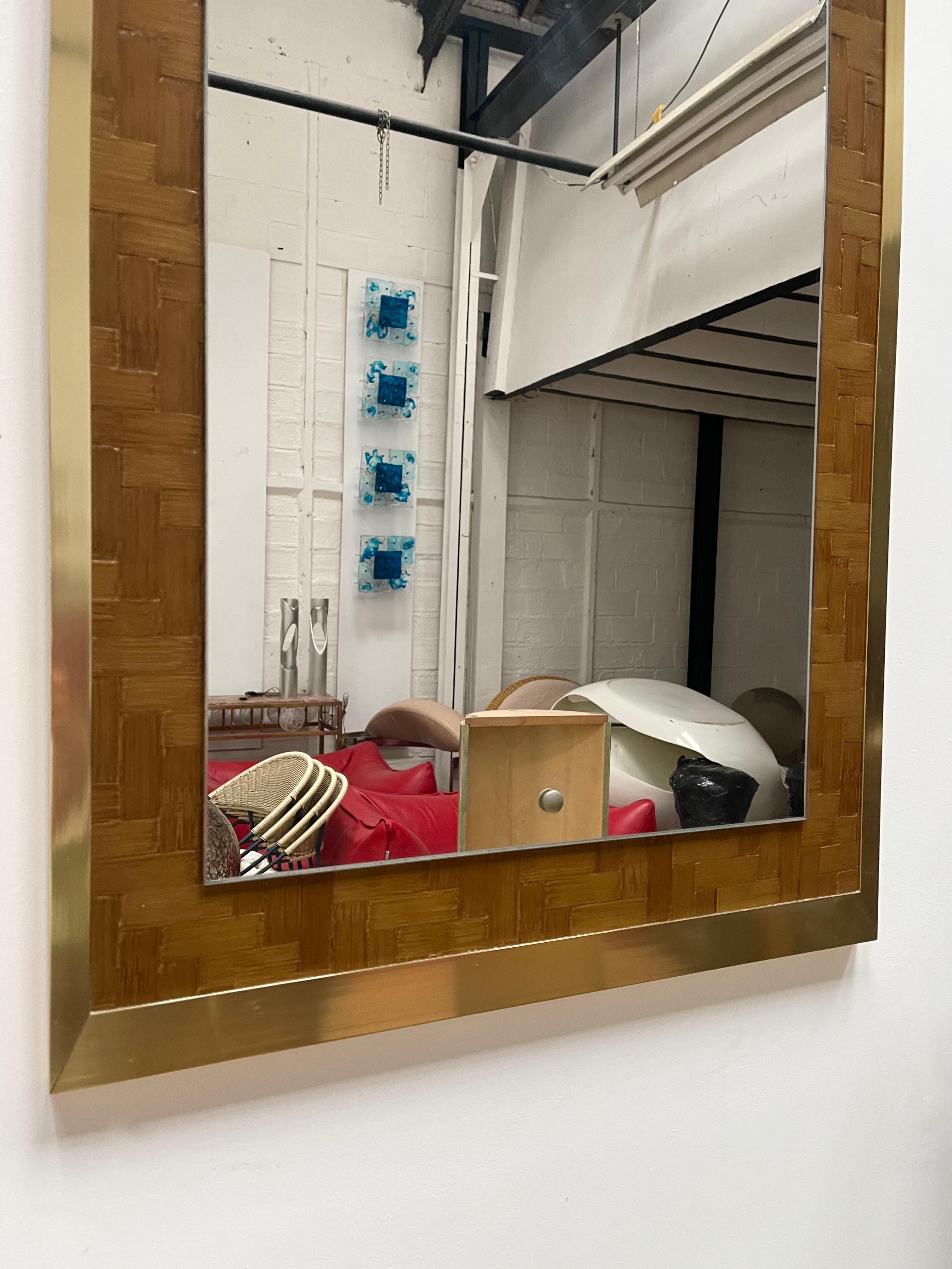 Bamboo and Brass Mirror by Dal Vera, Italy, 1970s For Sale 2