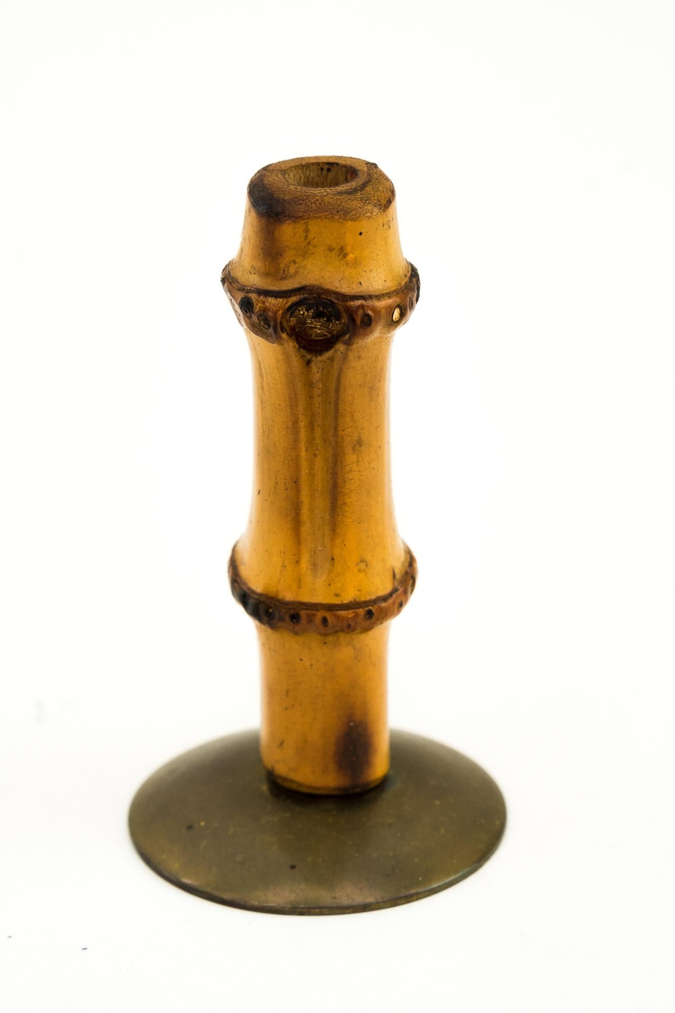 Bamboo and Brass Pen Holder, Around 1960s In Good Condition For Sale In Wien, AT