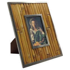 Vintage Bamboo and Brass Picture Frame, Italy 1970s