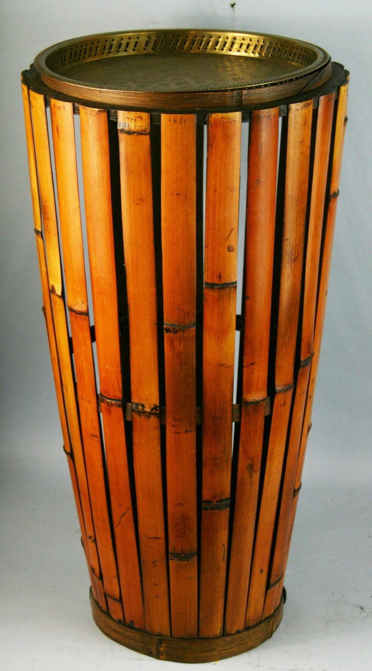 Bamboo and Brass Side/Drink Table/Umbrella stand/Plant Stand For Sale