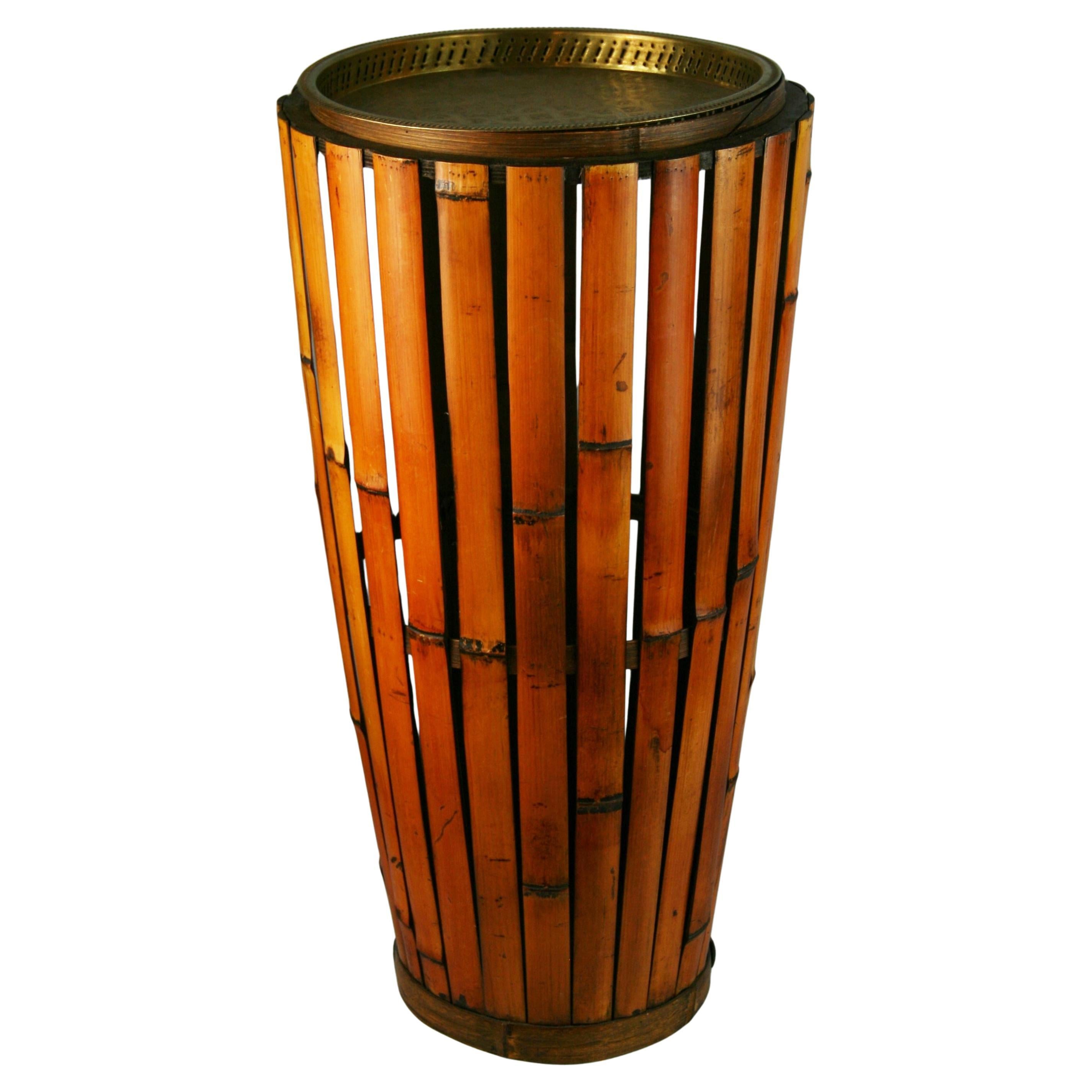 Table d'appoint en bambou et laiton/Table à boire/Porte-parapluie/Porte-plantes en vente