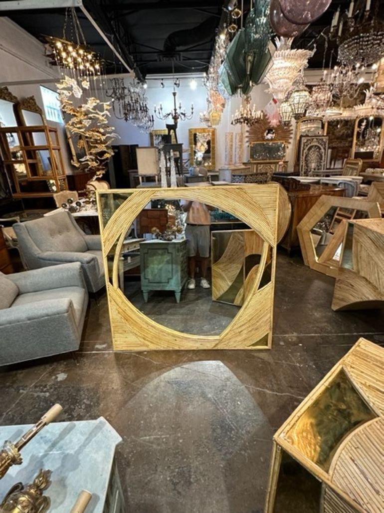 Interessante moderno personalizzato  Specchio in bambù e ottone.  Crea un look di design!  2 disponibili
48x 48