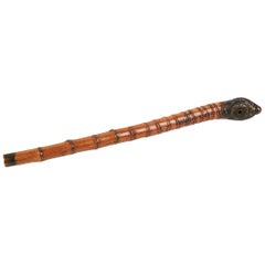 Antique Bamboo and Bronze Opium Pipe from China, Late 19th Century