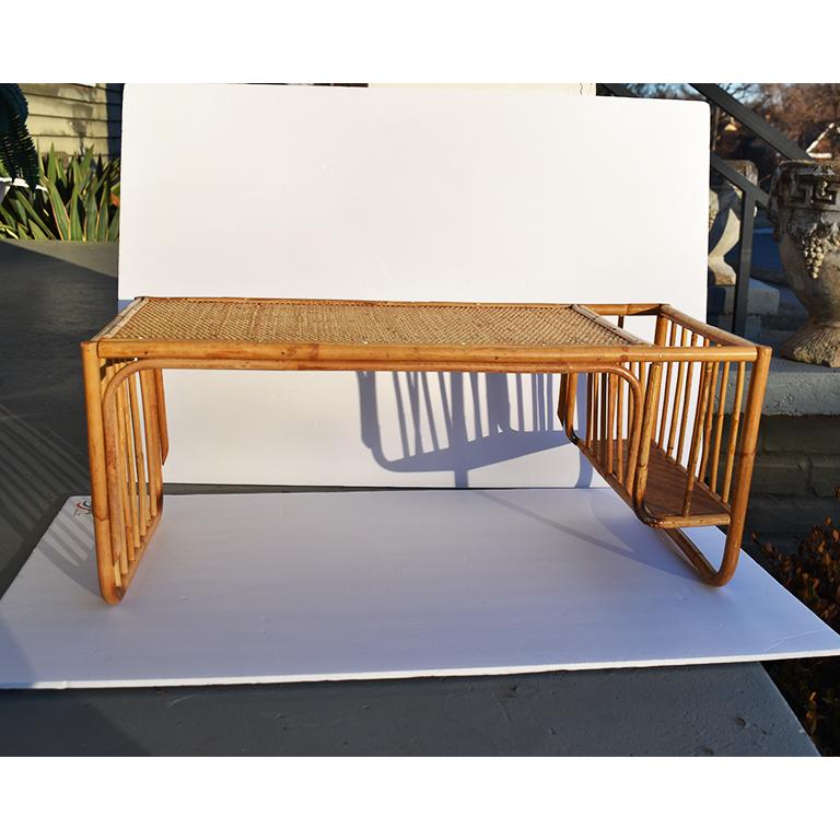 Bamboo and Cane Bentwood Breakfast in Bed Tray with Newspaper Rack