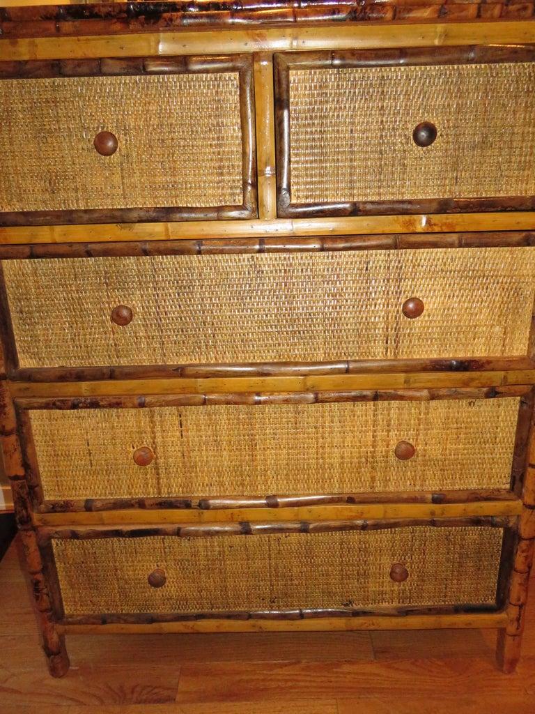 Hand-Crafted Bamboo and Cane British Colonial Style Dresser or Chest