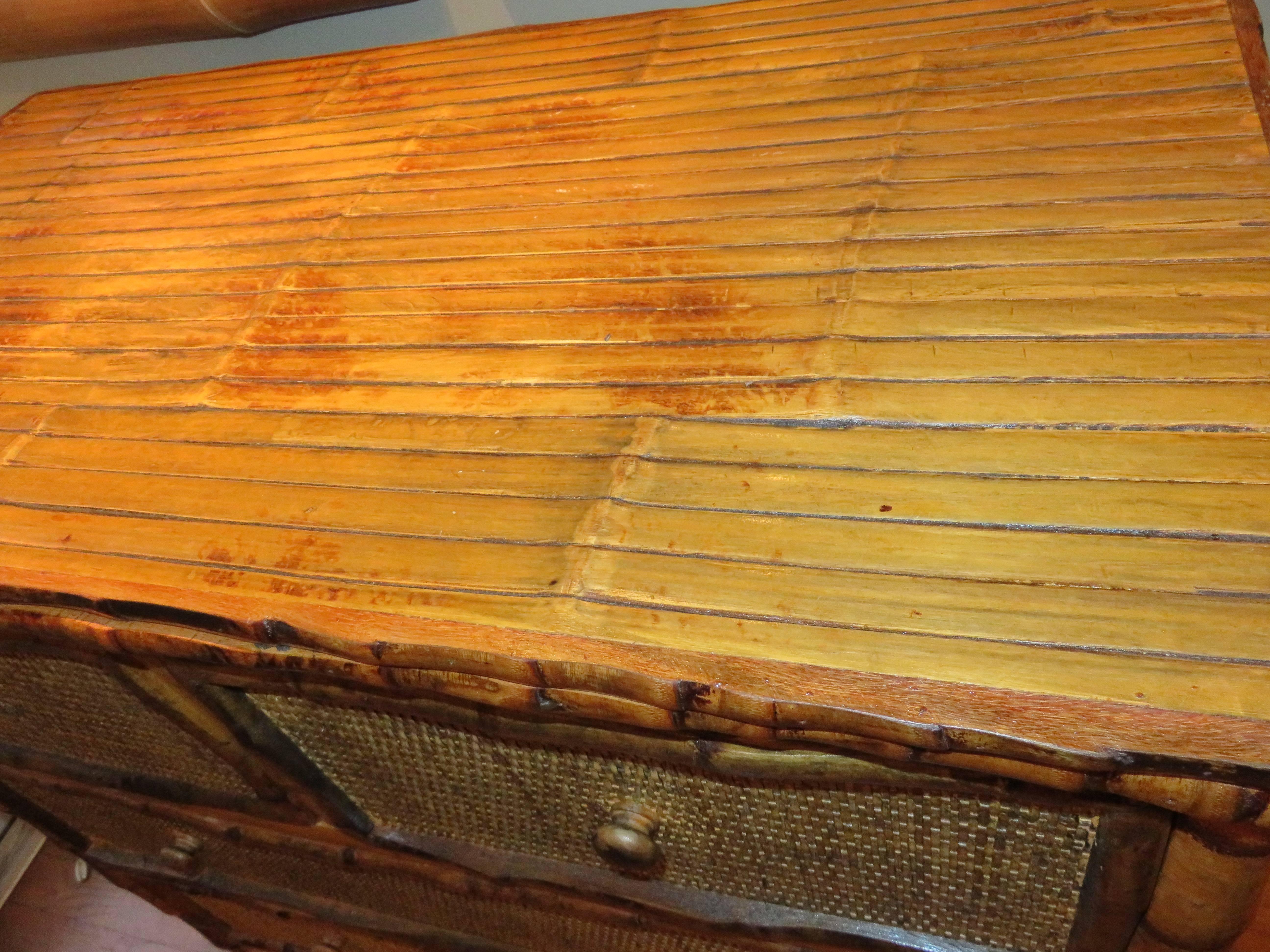 Bamboo and Cane  British Colonial Style Dresser or Drawers In Excellent Condition In Bellport, NY