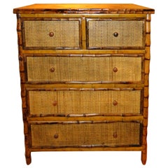 Vintage Bamboo and Cane  British Colonial Style Dresser or Drawers