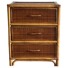 Bamboo and Cane British Colonial Style Small Chest