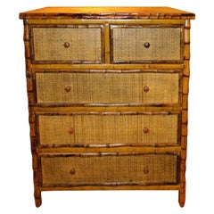 Vintage Bamboo and Cane  British Colonial Style Dresser or Drawers