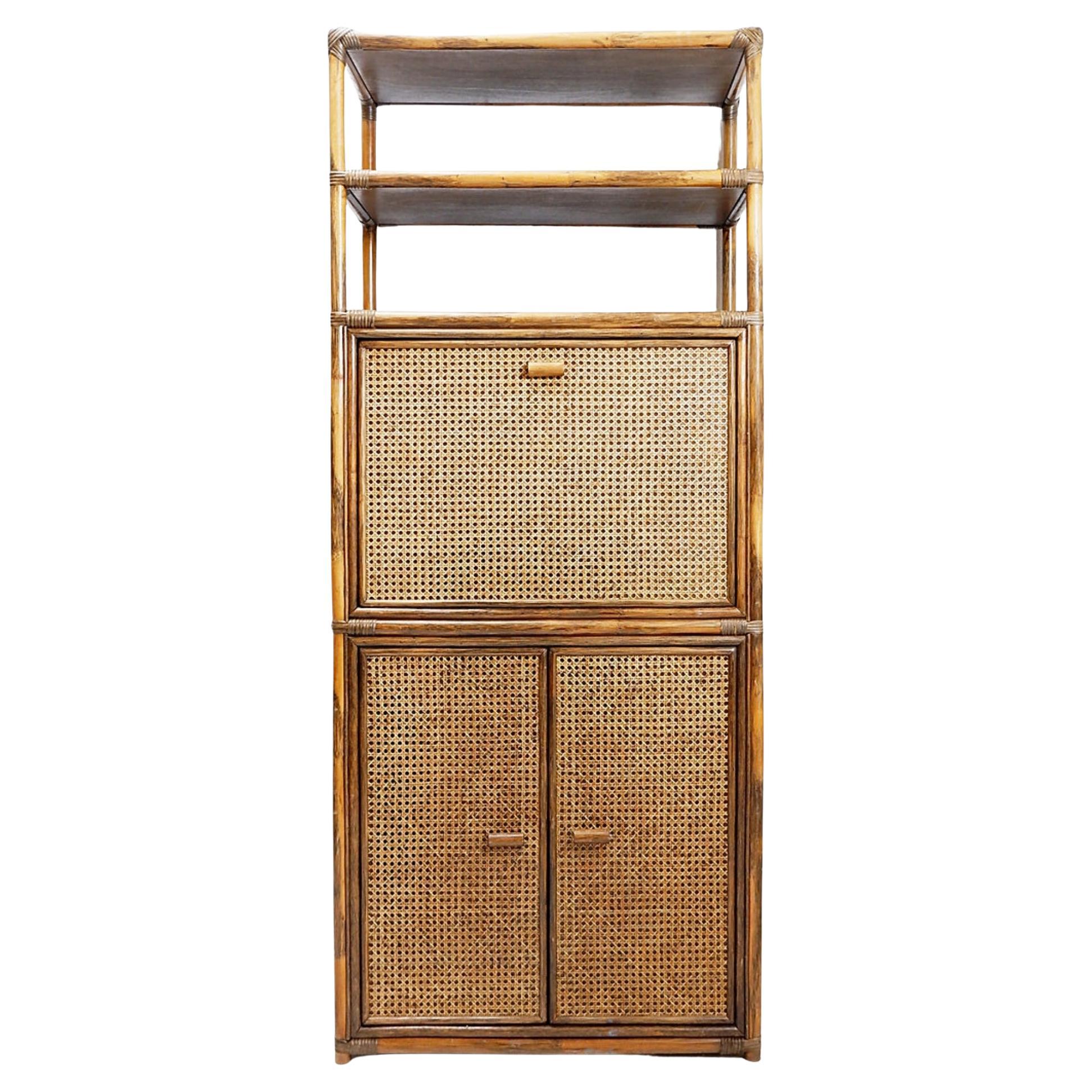 Bamboo and cane shelf/Bar from the 70s