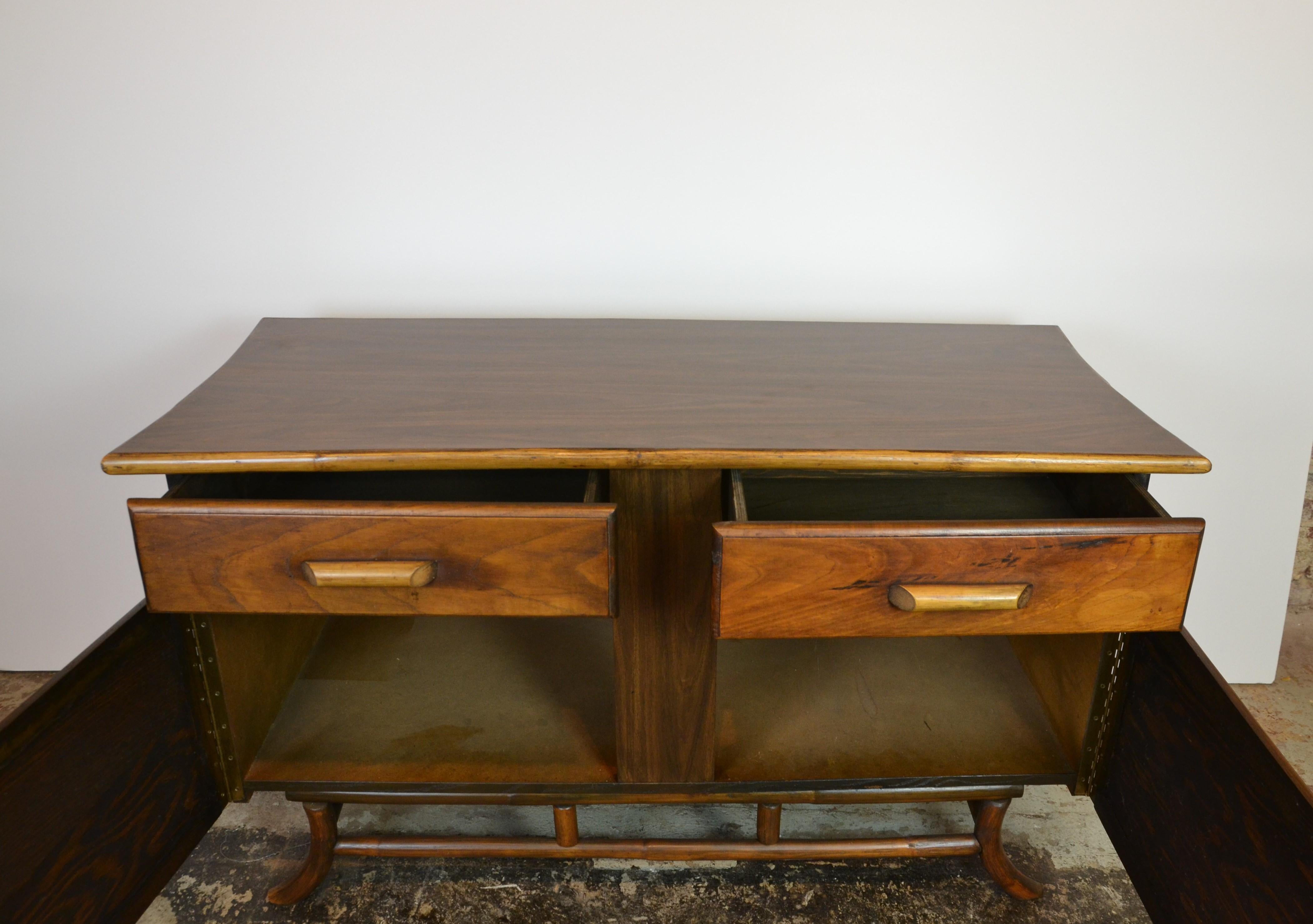 Mid-20th Century Bamboo and Cane Sideboard