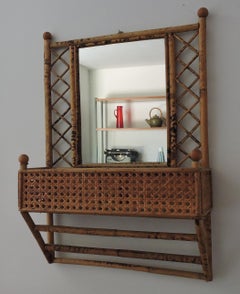 Bamboo and Cane Tiki Mirror, 1970s