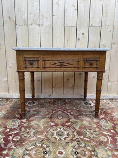 Bamboo and Carrara marble dressing table, 1900s