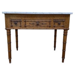Bamboo and Carrara marble dressing table, 1900s