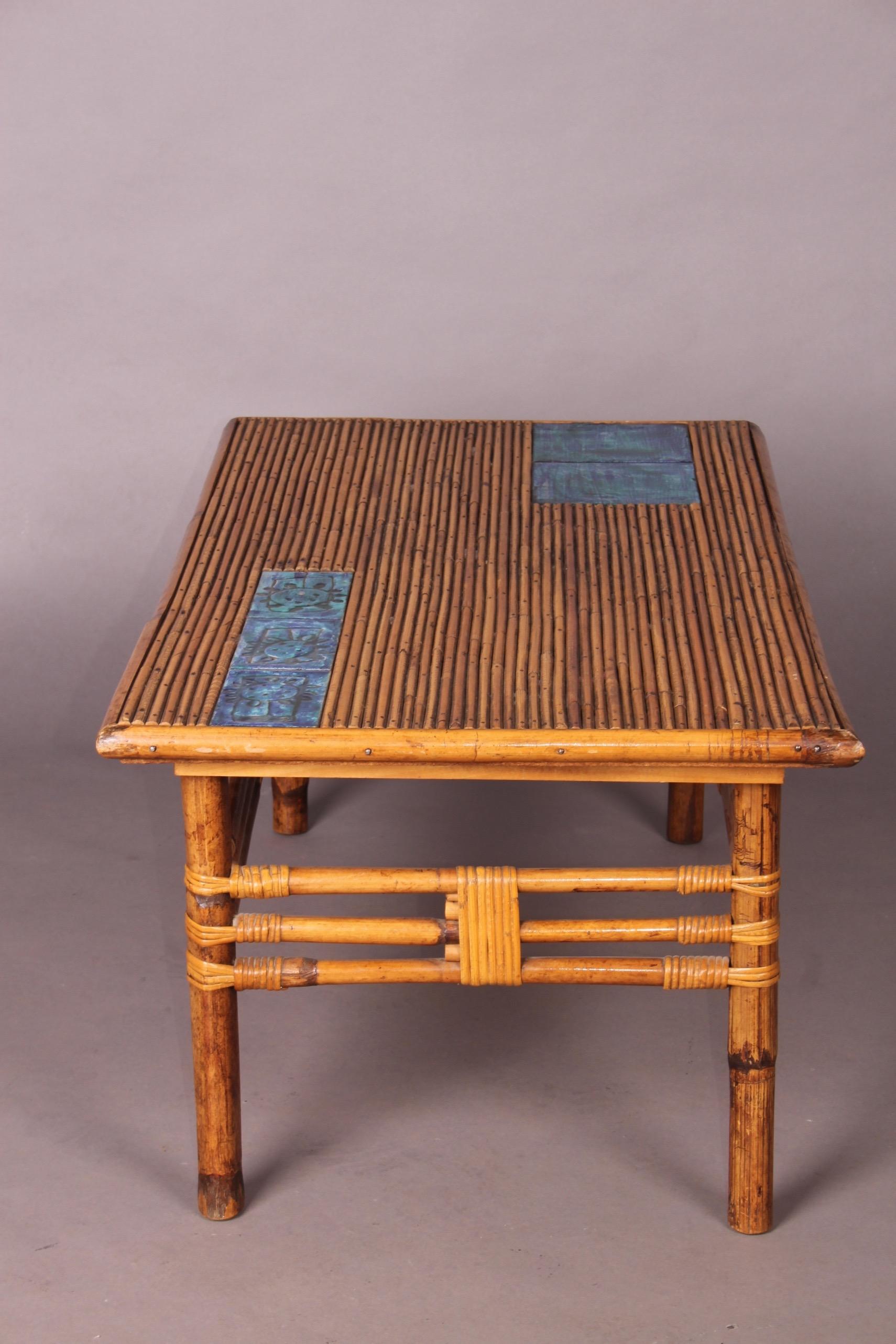 European Bamboo and Ceramic Coffee Table