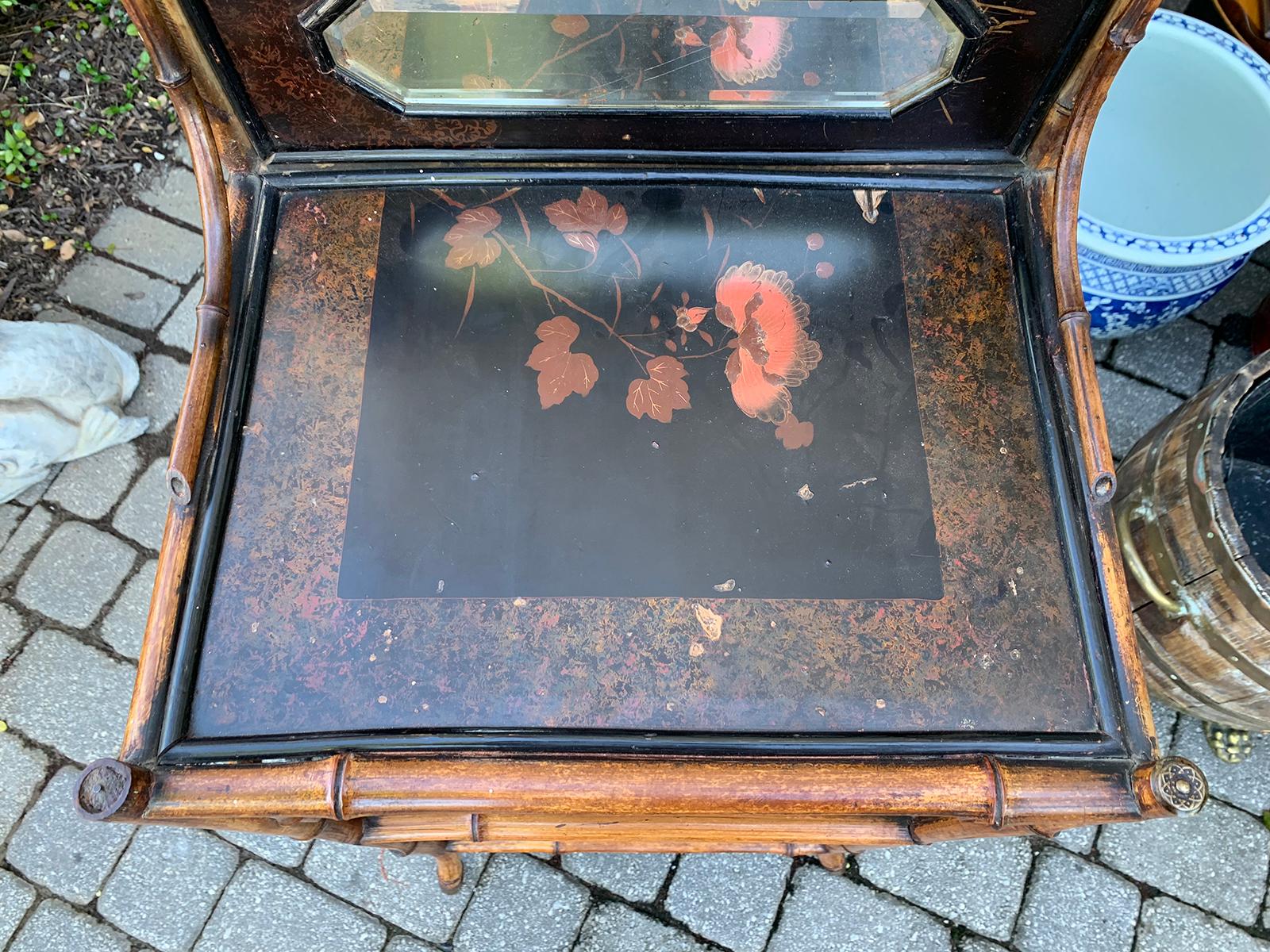 Bamboo and Chinoiserie Etagere with Mirror, circa 1890-1900 4