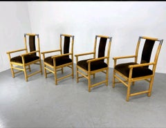 Bamboo and Chrome Armchairs, Set of Four