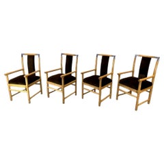 Bamboo and Chrome Armchairs, Set of Four
