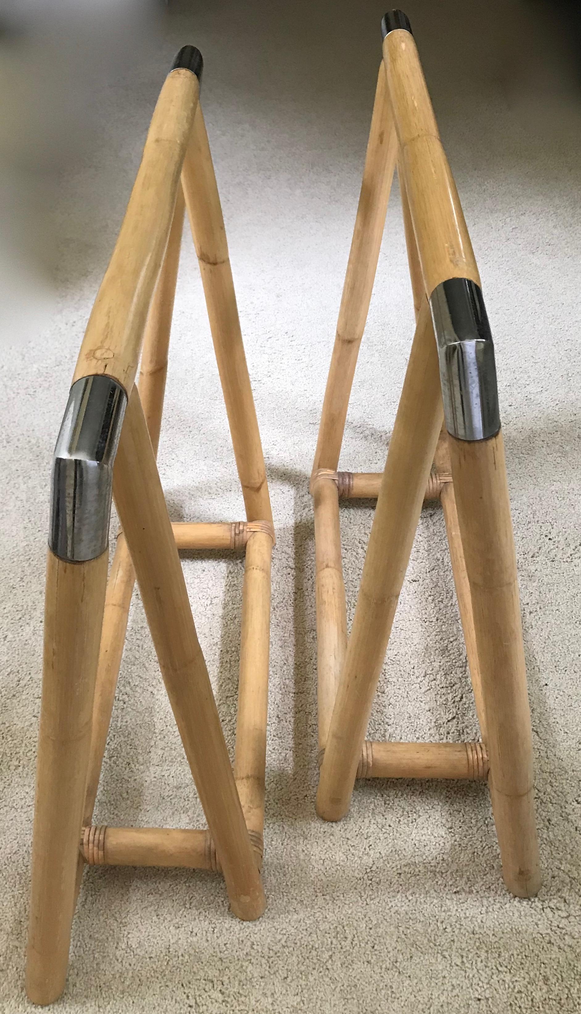 Table de sciage en bambou et chrome en vente 1