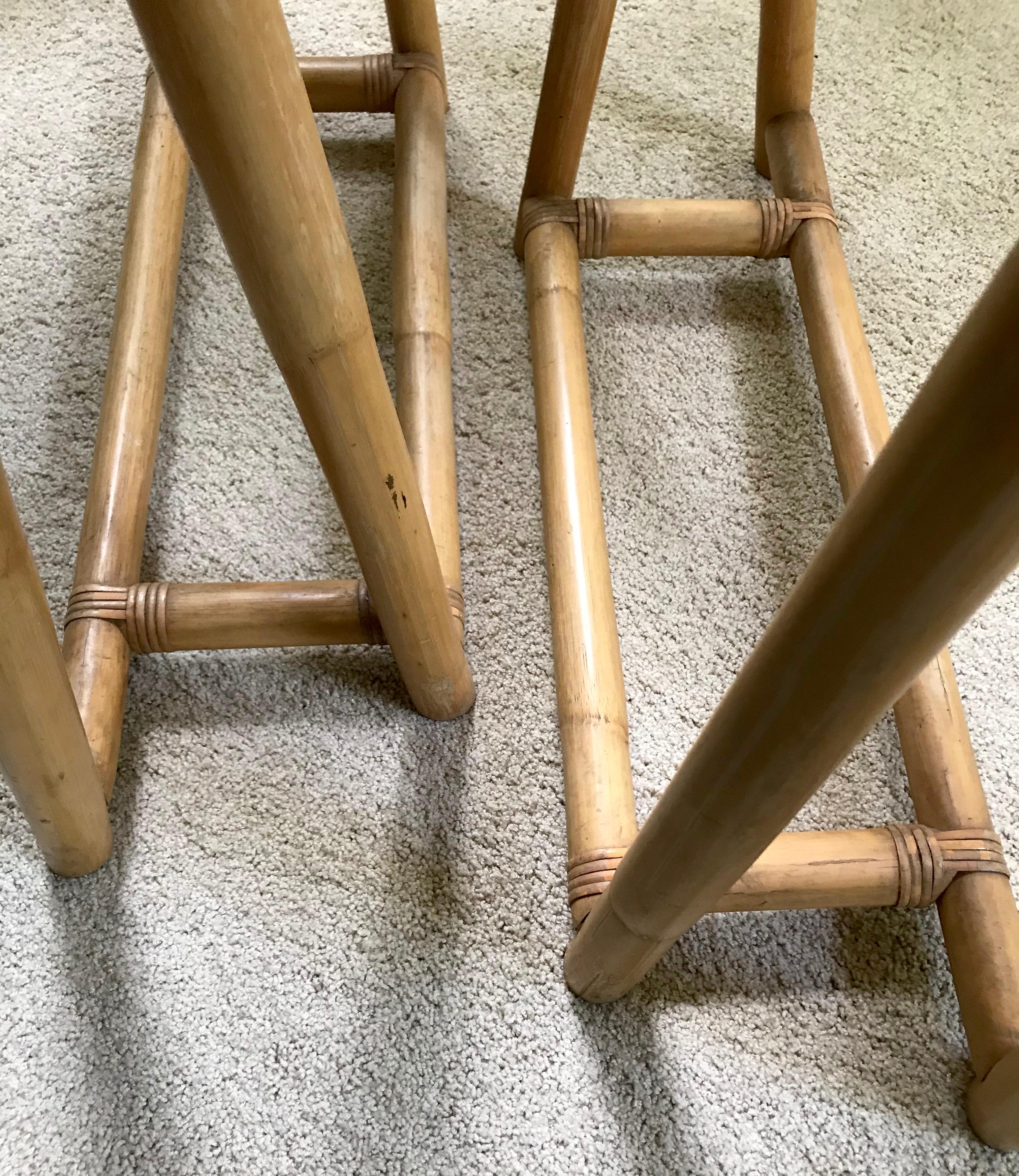 Bamboo and Chrome Sawhorse Table For Sale 3
