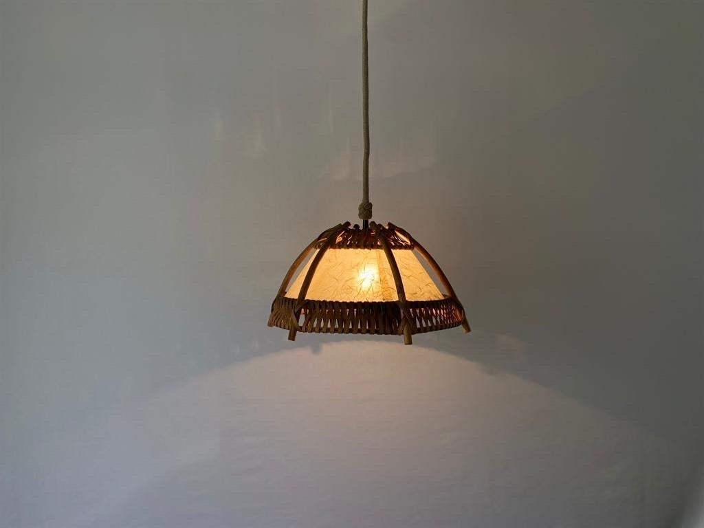 Bamboo and Cocoon Pendant Lamp, 1960s, Germany For Sale 5