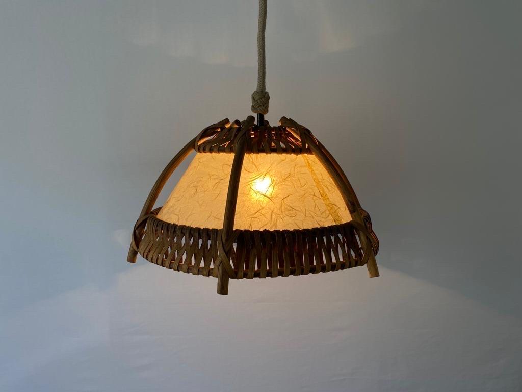 Bamboo and Cocoon Pendant Lamp, 1960s, Germany For Sale 2