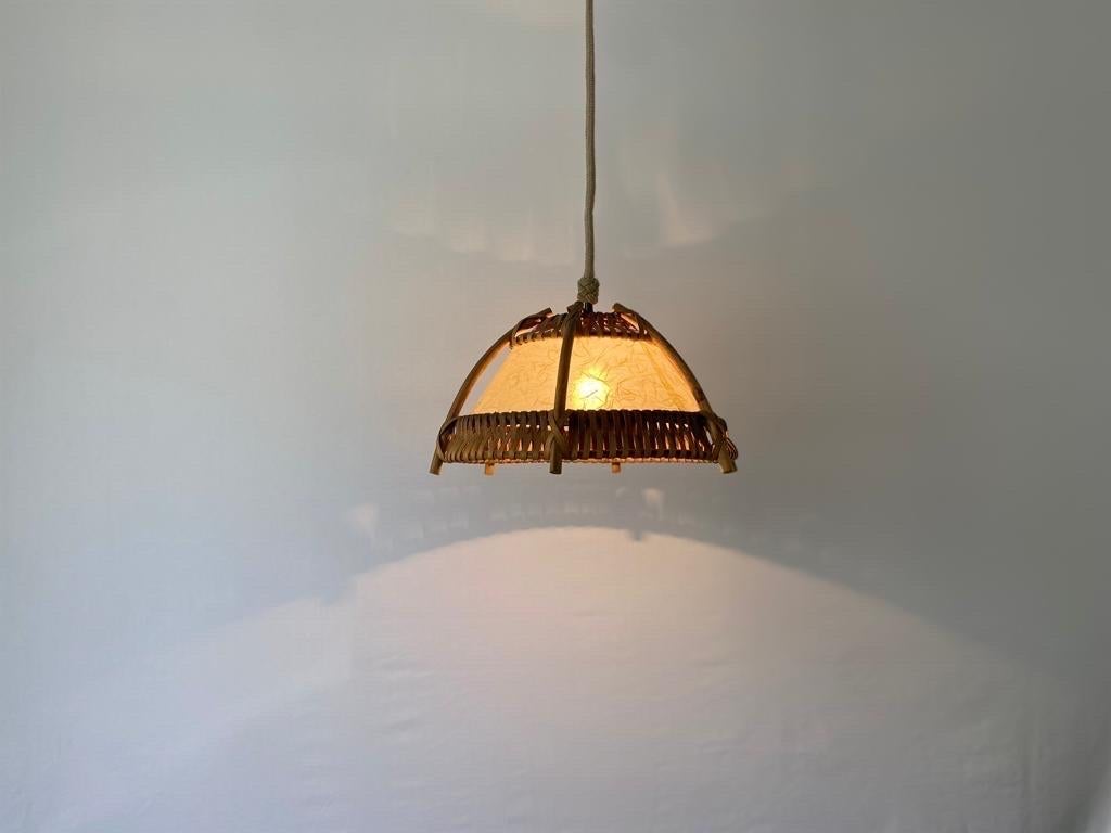Bamboo and Cocoon Pendant Lamp, 1960s, Germany For Sale 3