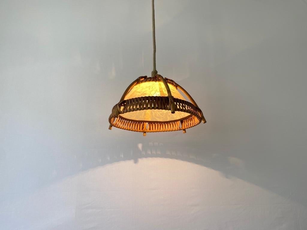 Bamboo and Cocoon Pendant Lamp, 1960s, Germany For Sale 4