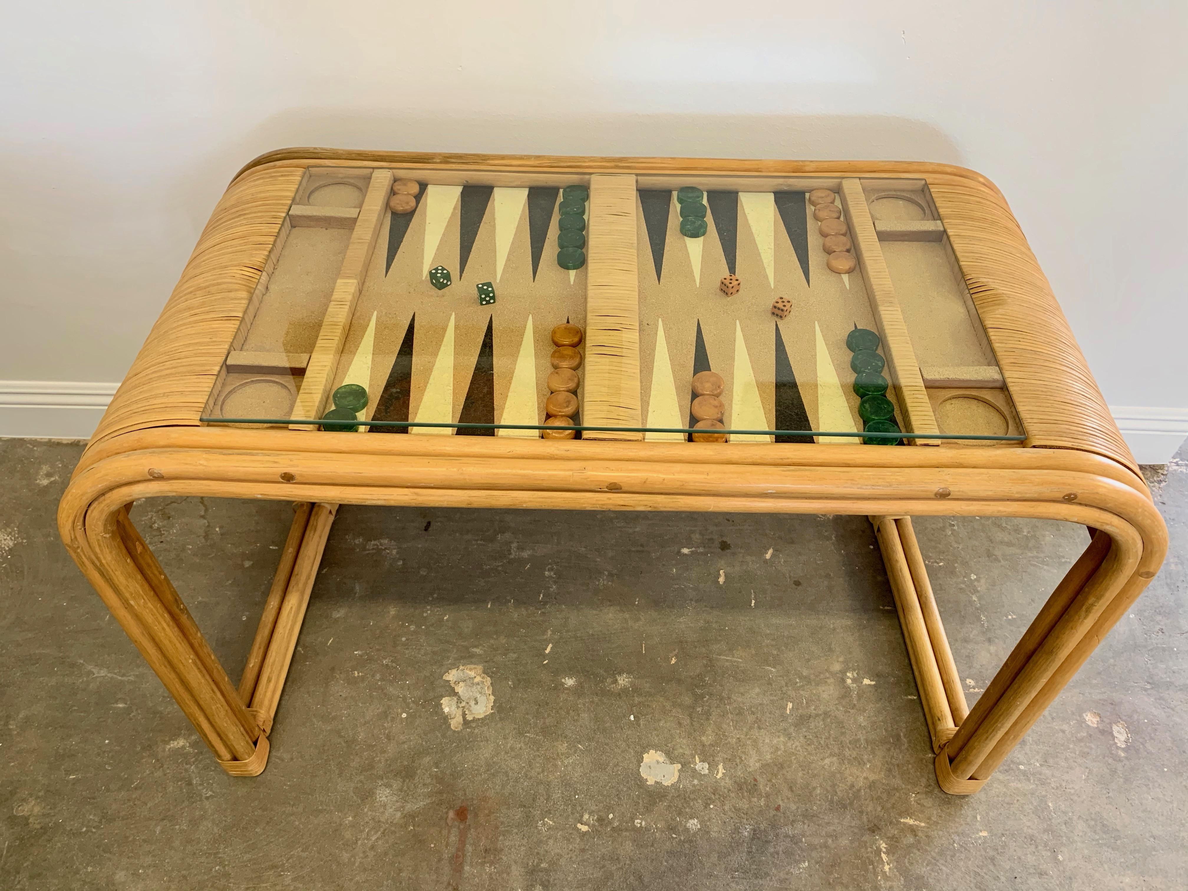 rattan backgammon table