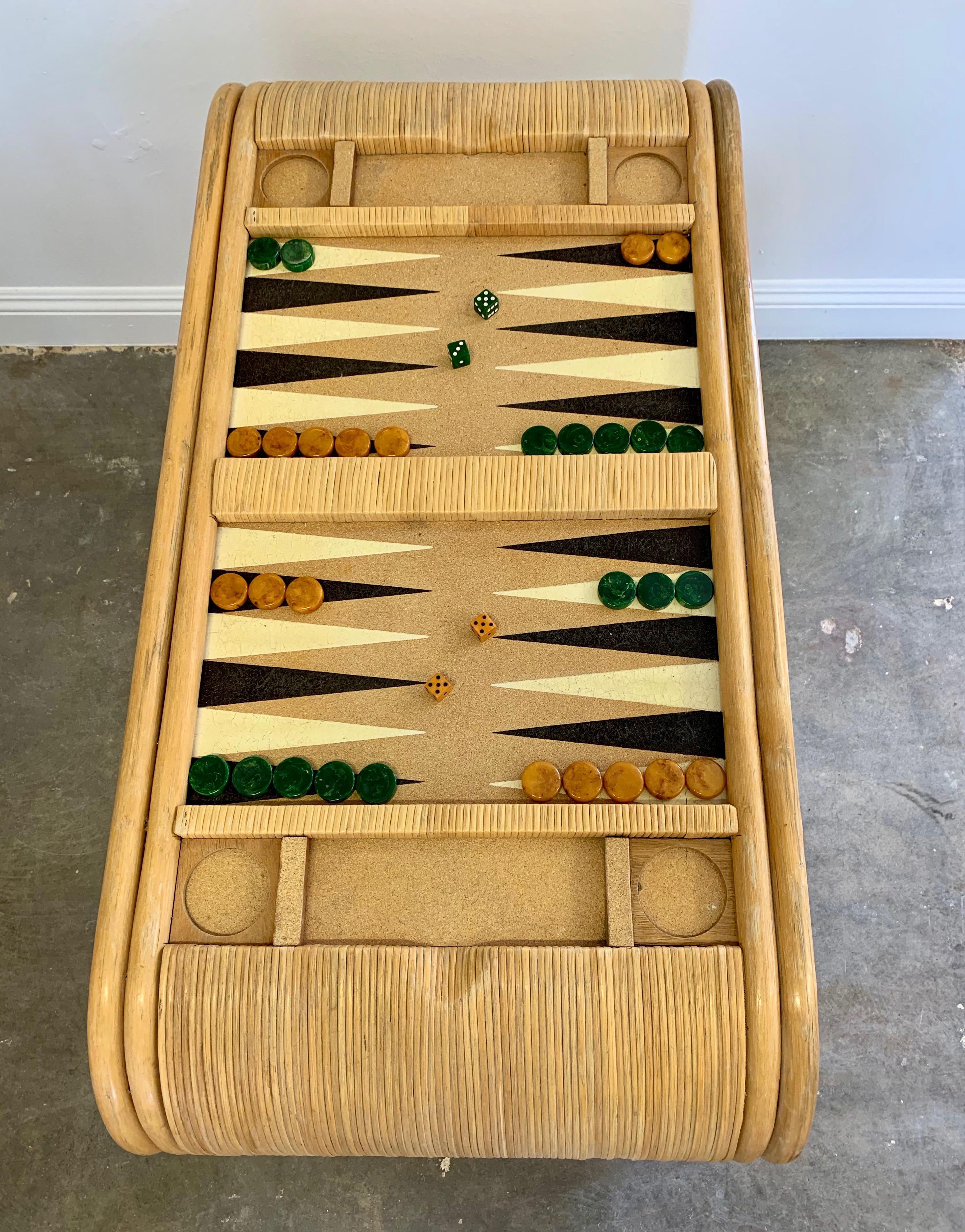 American Bamboo and Cork Backgammon Table