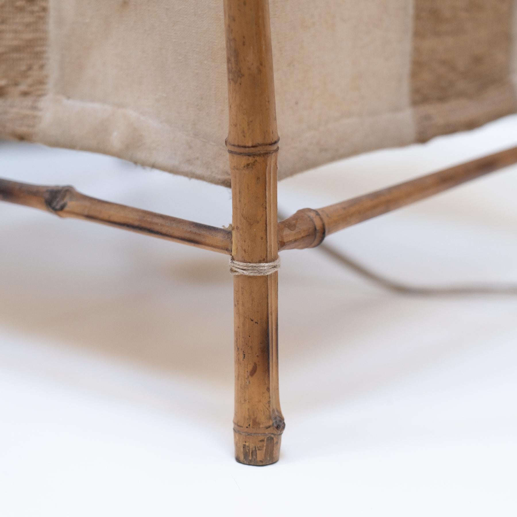 Bamboo and Fabric Lamp in the Style of Louis Sognot For Sale 4