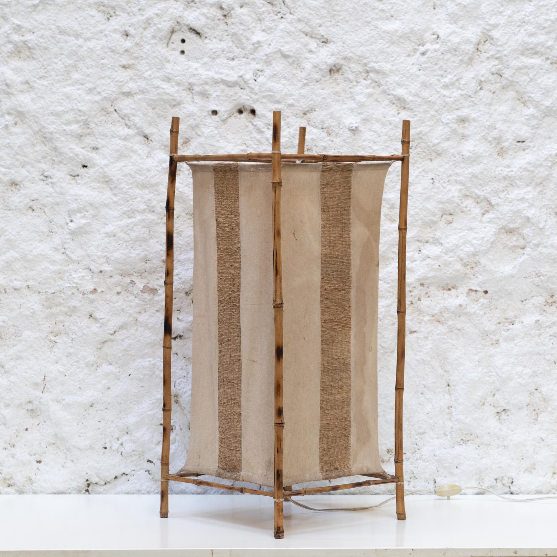 Bamboo and Fabric Lamp in the Style of Louis Sognot In Good Condition For Sale In Barcelona, Barcelona