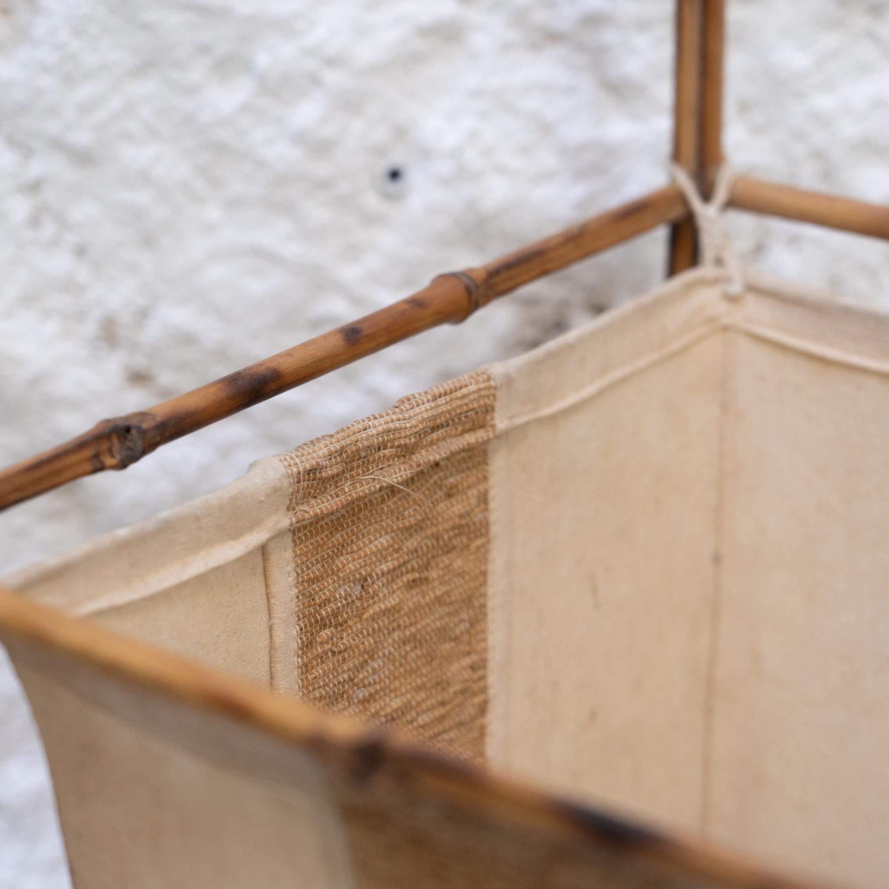 Paper Bamboo and Fabric Lamp in the Style of Louis Sognot For Sale