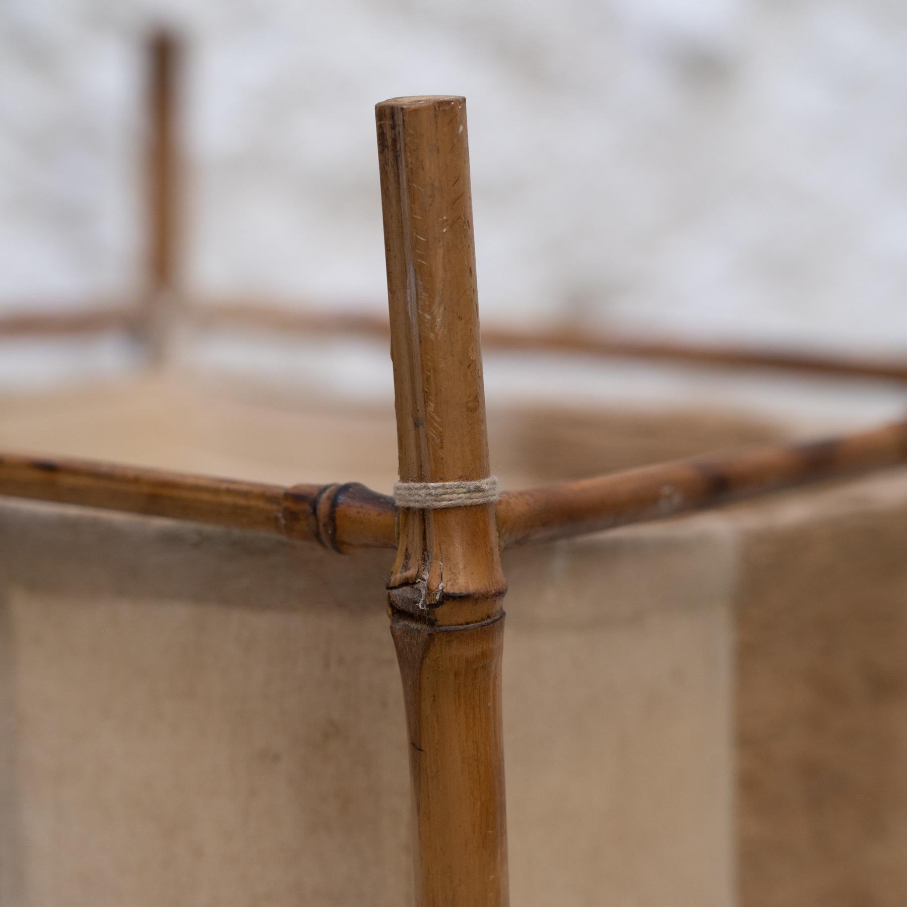 Bamboo and Fabric Lamp in the Style of Louis Sognot For Sale 1
