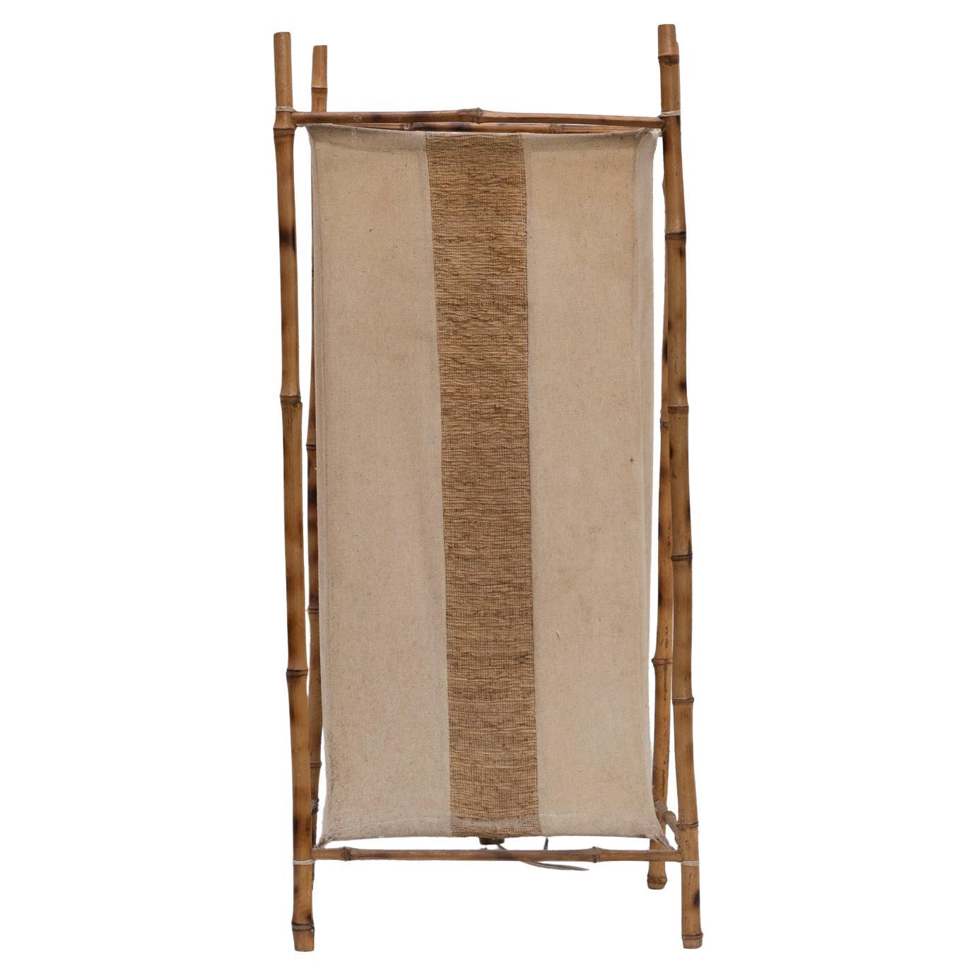 Bamboo and Fabric Lamp in the Style of Louis Sognot For Sale