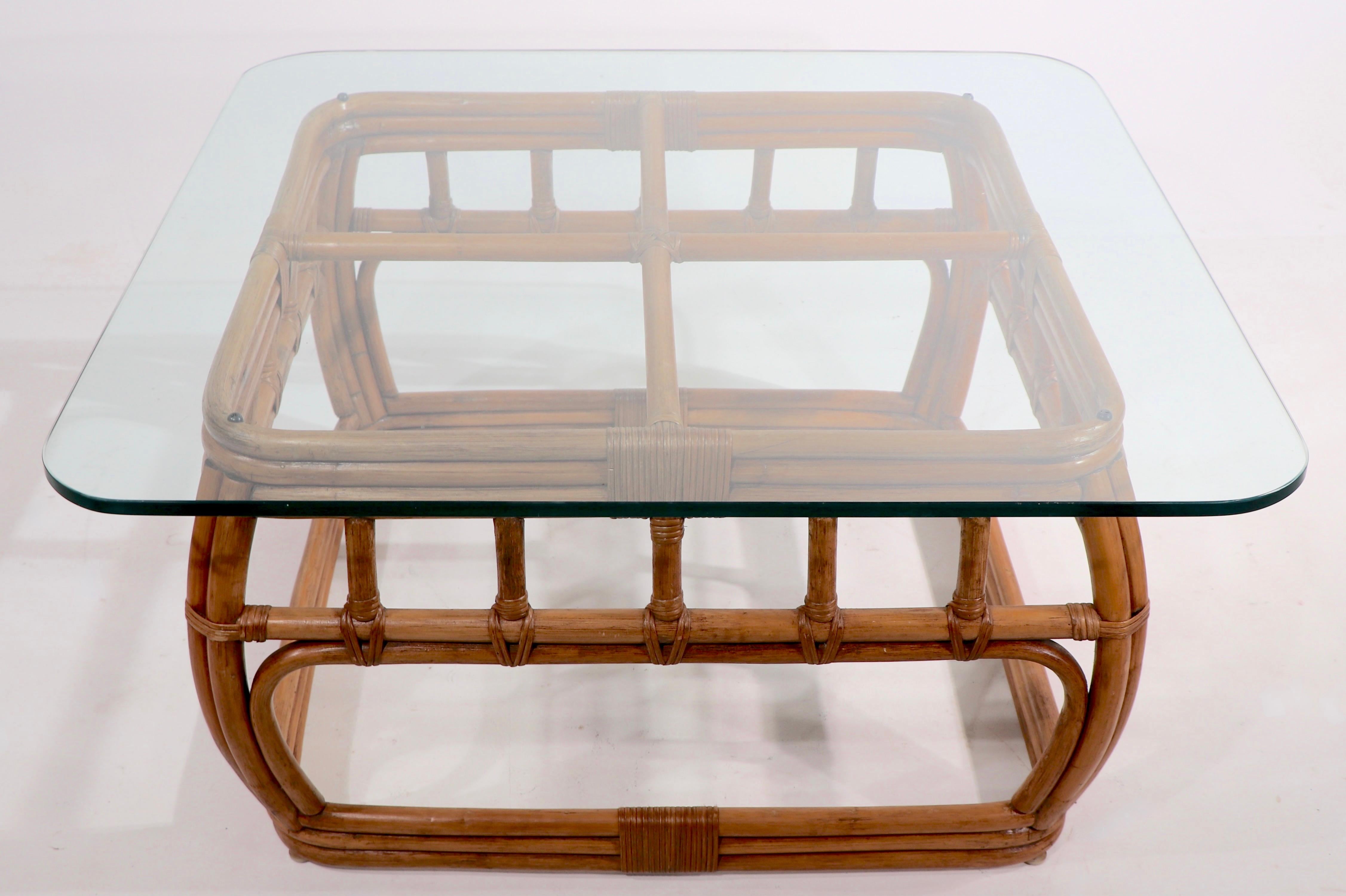 20th Century Bamboo and Glass Coffee Table 