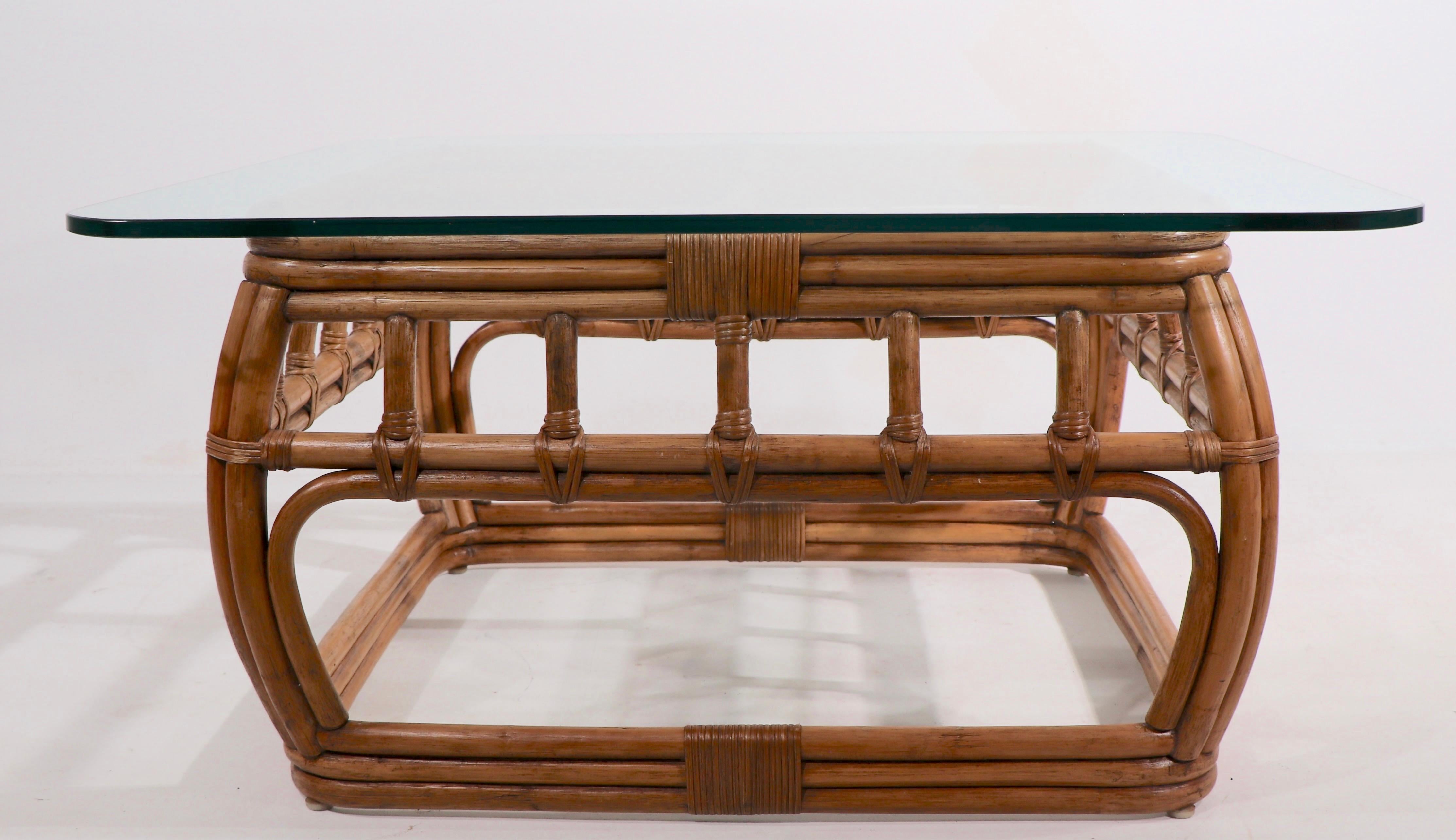 Bamboo and Glass Coffee Table  1