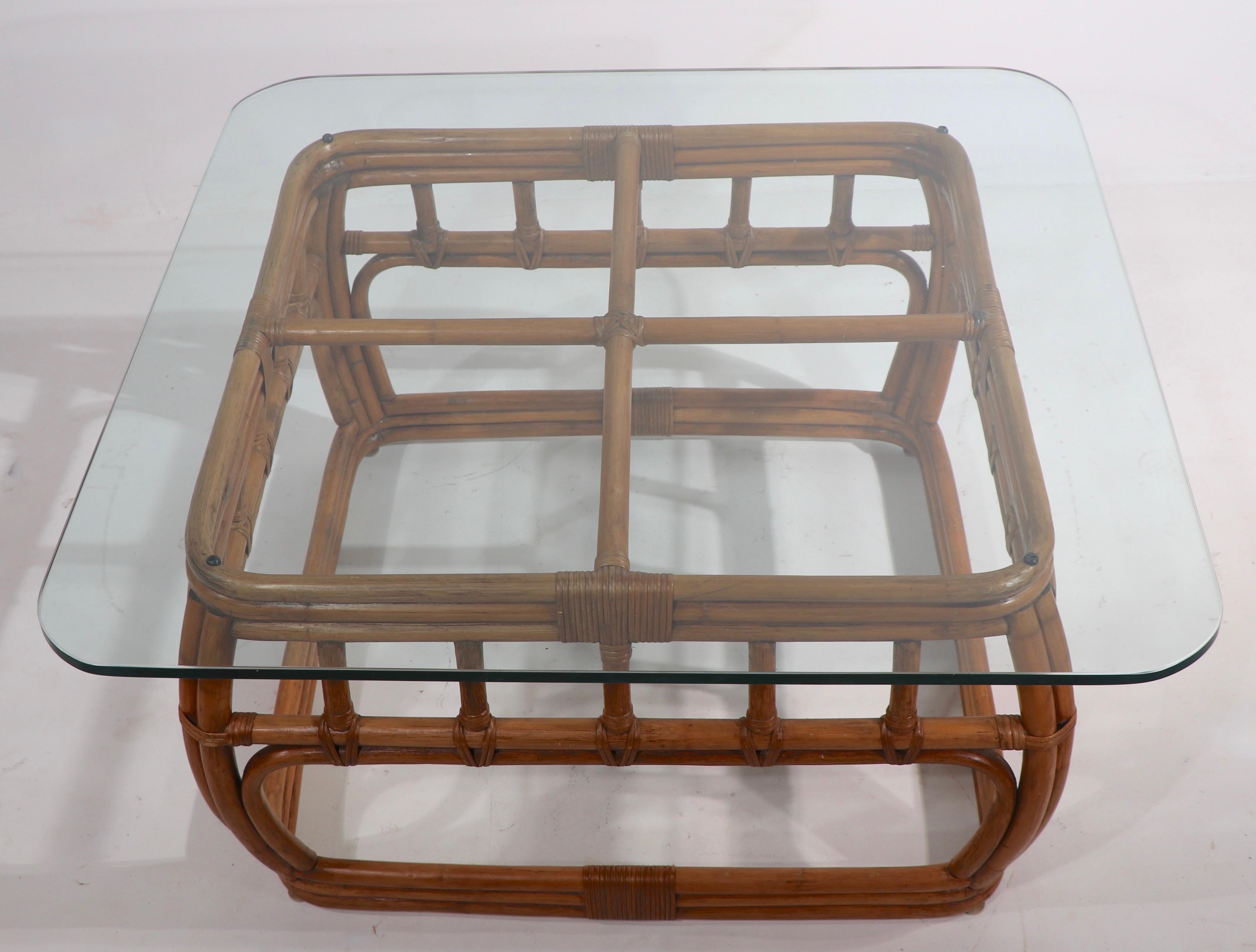 Bamboo and Glass Coffee Table  2